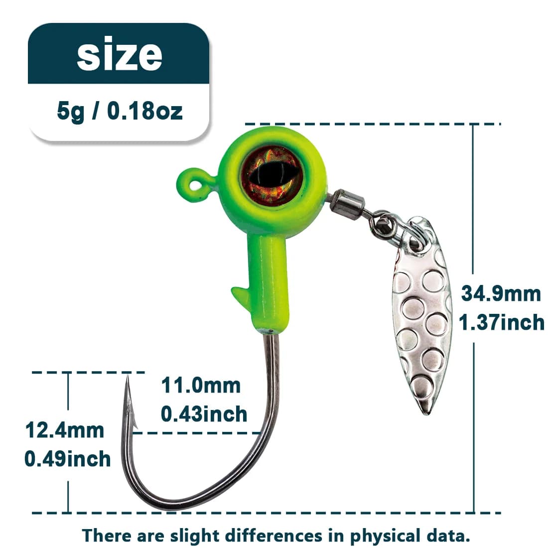 Jighovedkroge med pilblad spinner underspin