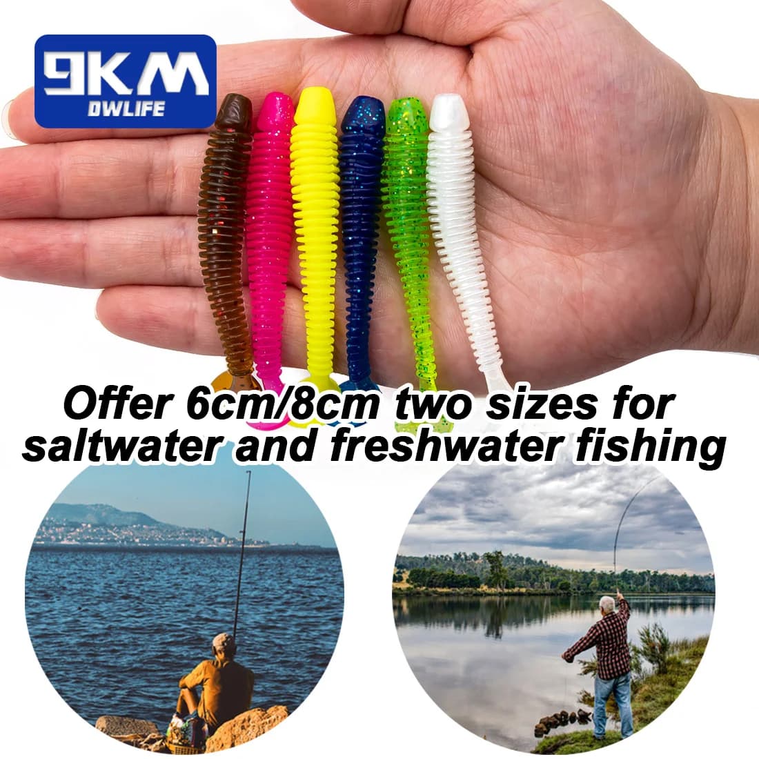 15 stk. T-Hale Grubs Bløde Plast Swimbaits