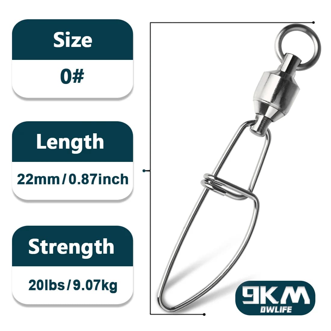 Kugleleje Interlock Snap Swivels, 20-100 stk