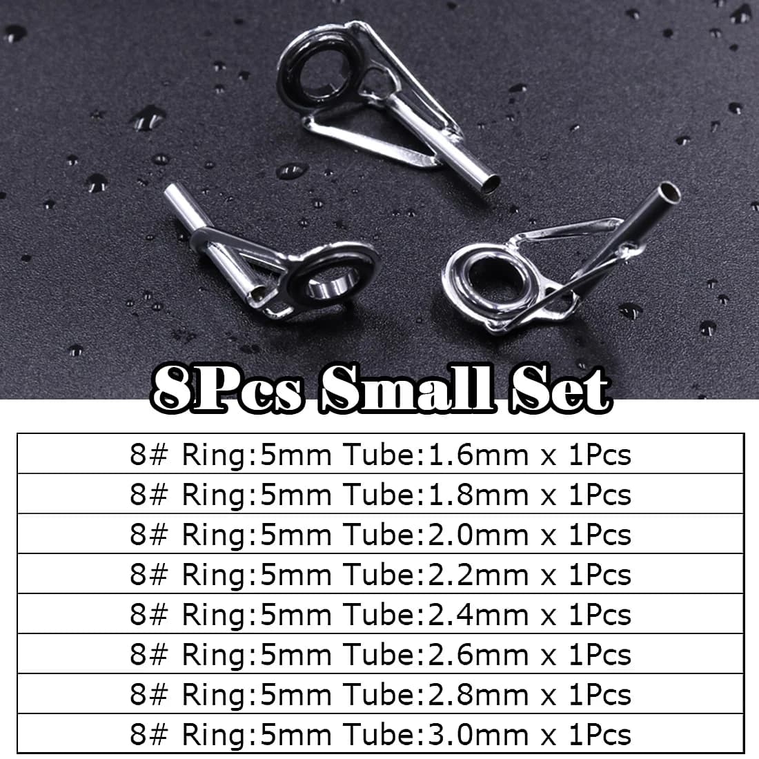 5 stk. Rustfrit Stål Rod Guide Tips med Keramiske Ringe