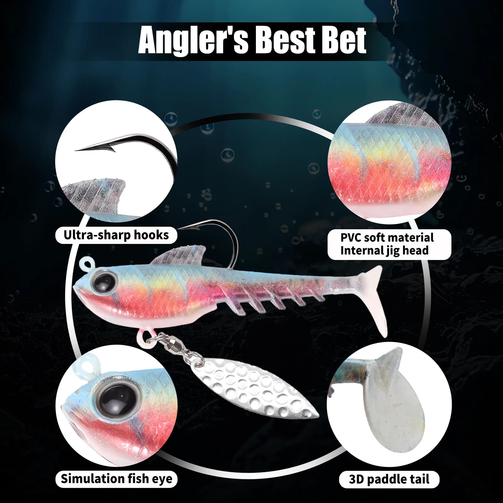Blød Plast Swimbait Jighoved med Spinner Blade