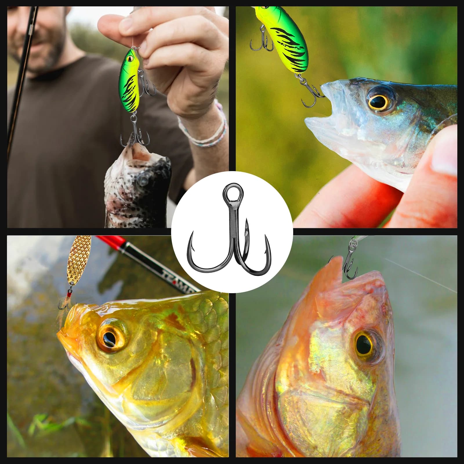 Sorte Treble Fiskekroge til Saltvand