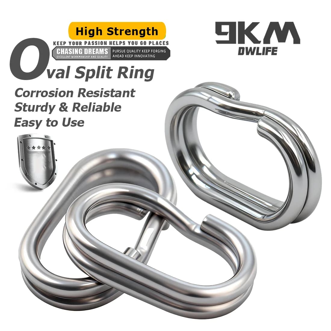 Ovale split ring agnæsforsamlinger, rustfrit stål, 50-200 stk