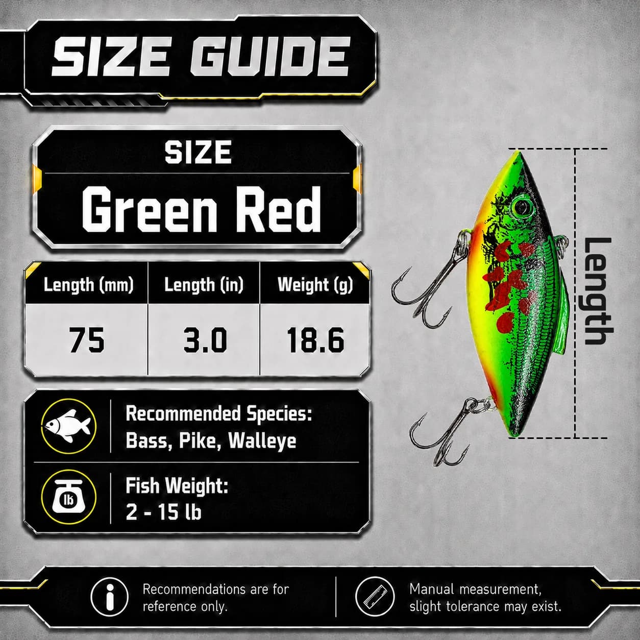3 stk. Lipless Crankbait Rattle Synkende Lures