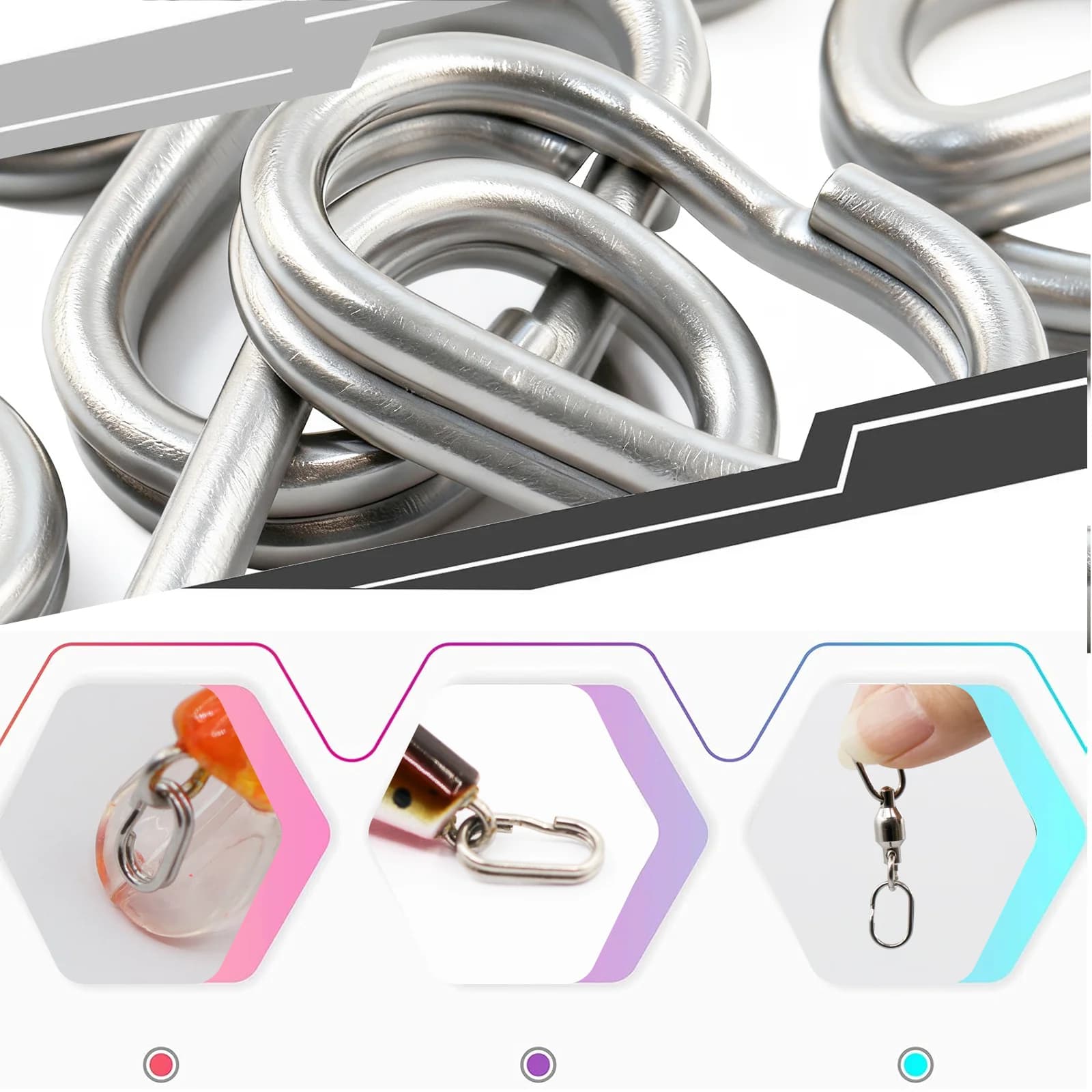 Ovale split ring agnæsforsamlinger, rustfrit stål, 50-200 stk