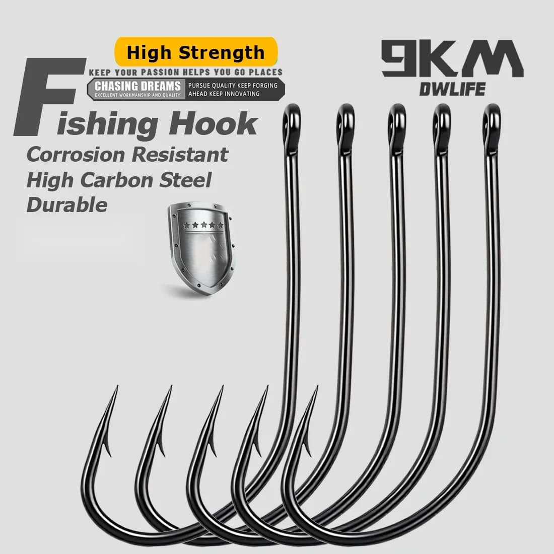 Long shank ormekroge til fiskeri, 25 stk