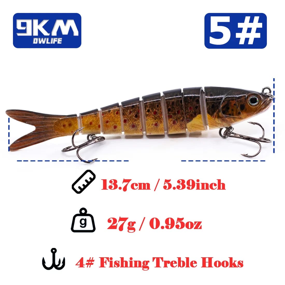 27g Multi-Jointed Slow Sinking Swimbait Lure