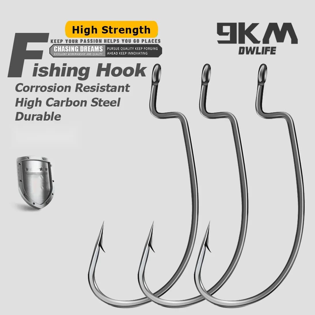EWG Bass Fishing Worm Hooks, 25 stk