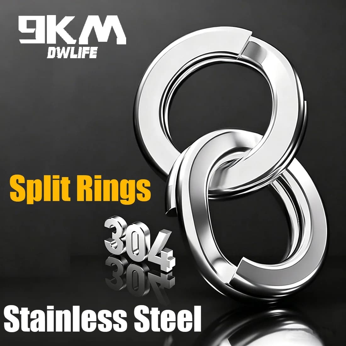 304 rustfrit stål splitringe, 50 stk.