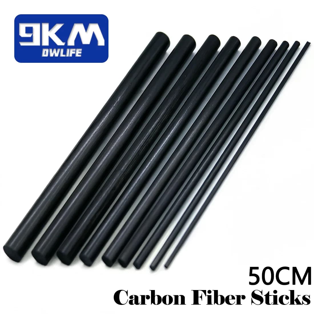 Kulfiberstænger til DIY-reparation, Mat Sort 0.5-12mm