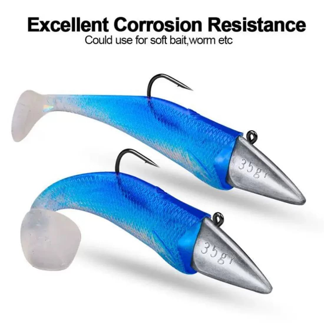 Trekants jighead med lang krog, 7g-33g, 5 stk