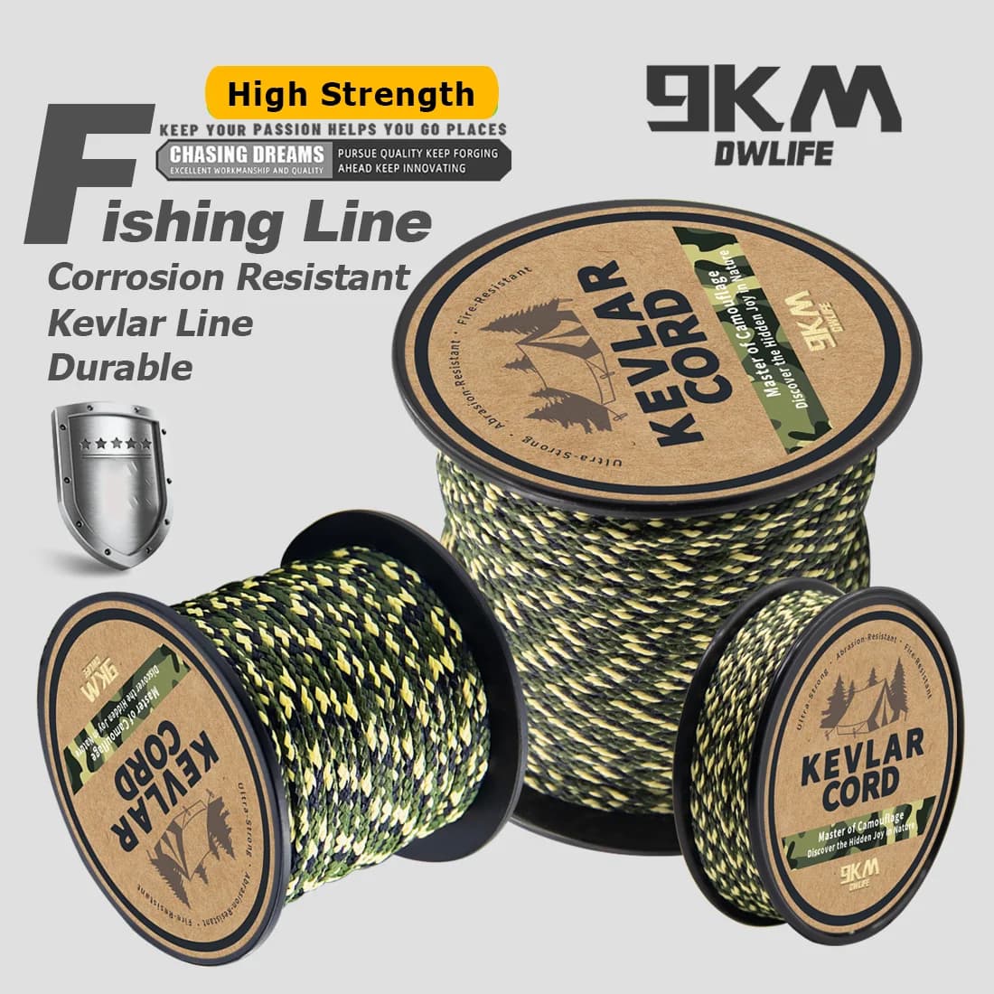 Højstyrke flettet Kevlar snor til fiskeline