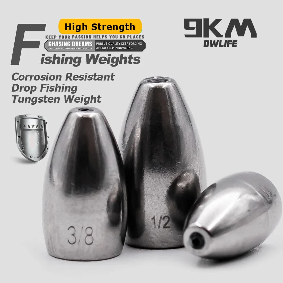 5 stk. tungsten kuglefiskevægte