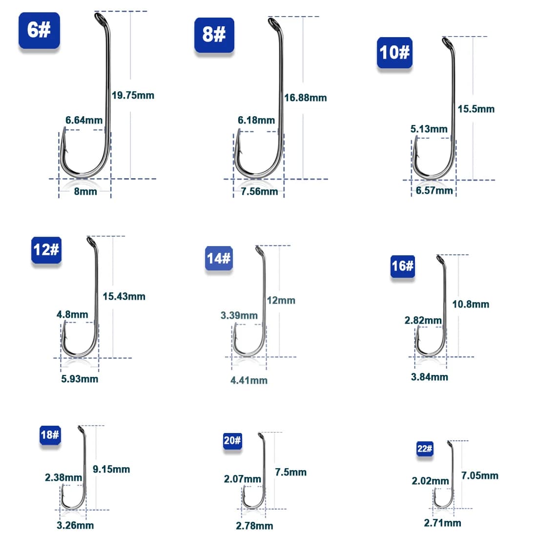 50 stk. Micro Barbed Fluebindingskroge med Jig