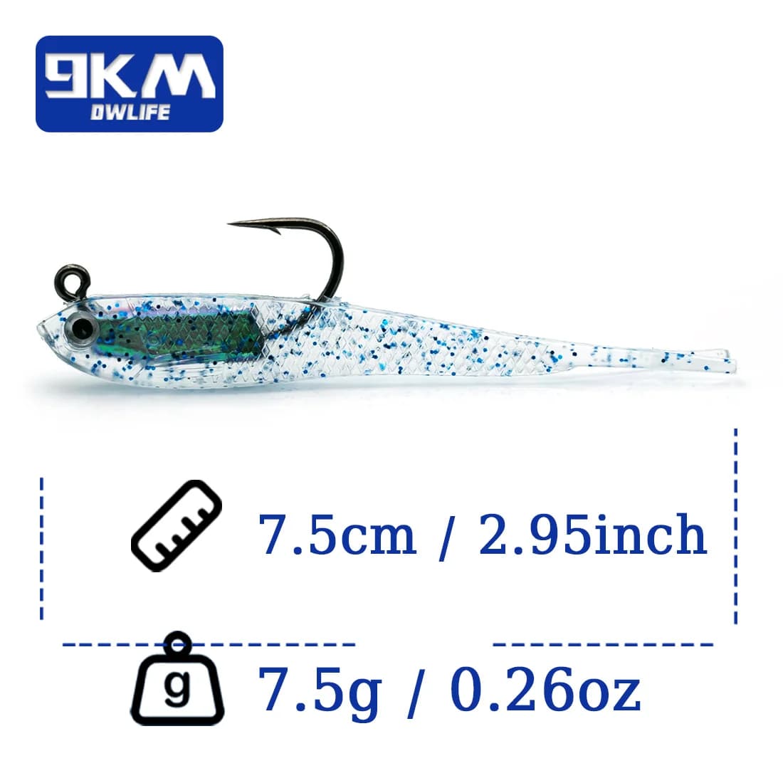 Soft Swimbait Agn med Jig Head, 5 stk