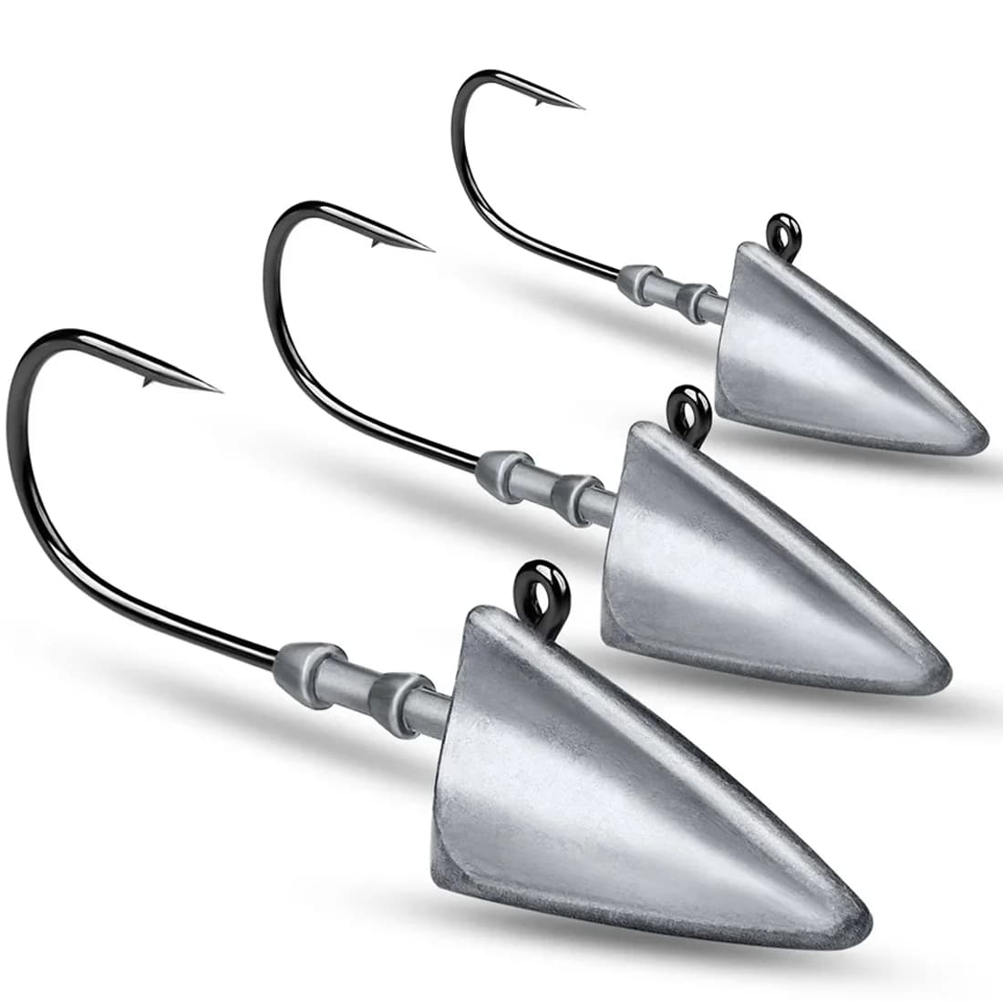 Trekants jighead med lang krog, 7g-33g, 5 stk