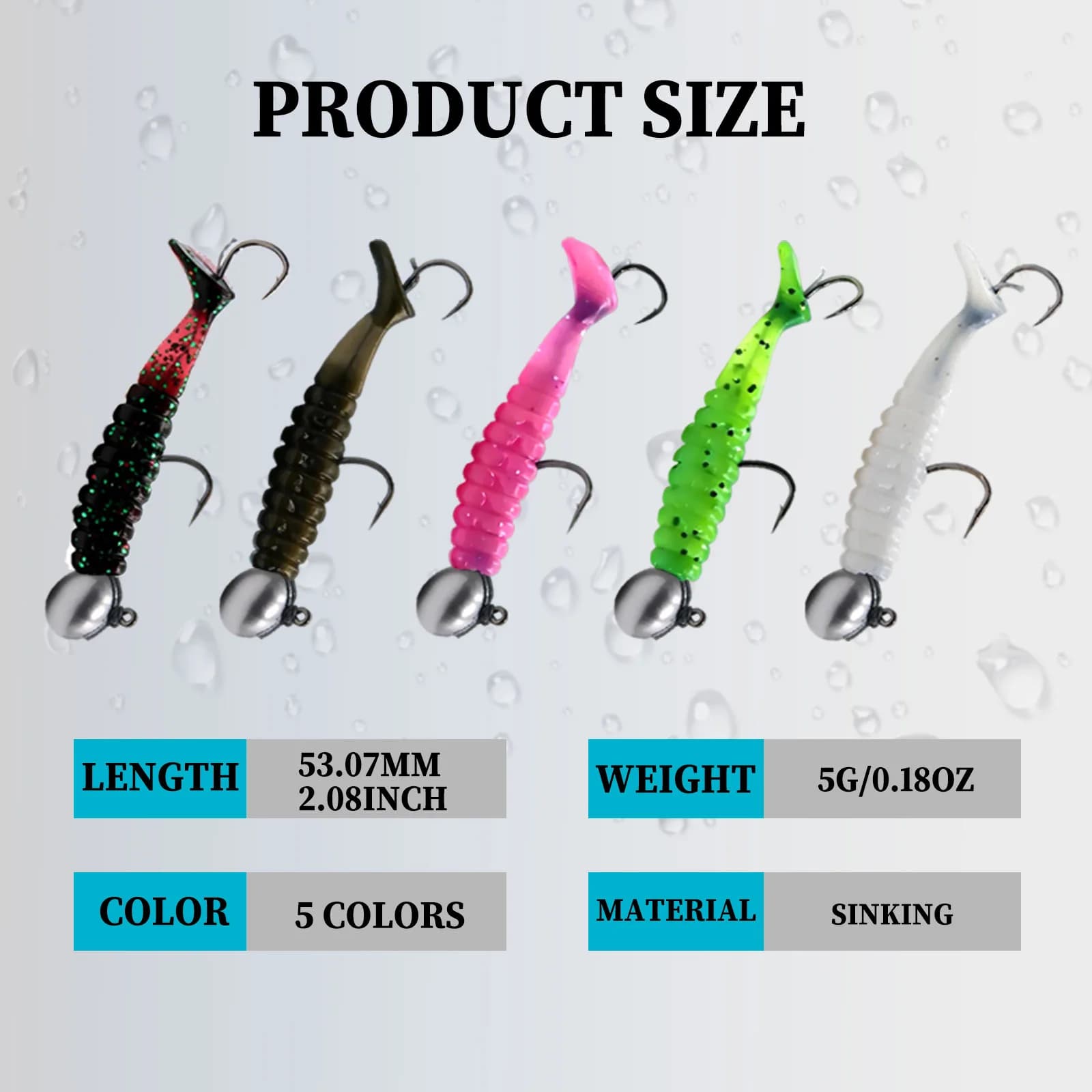 Bløde swimbaits med paddletail, 2,5g-5g, 5 stk.