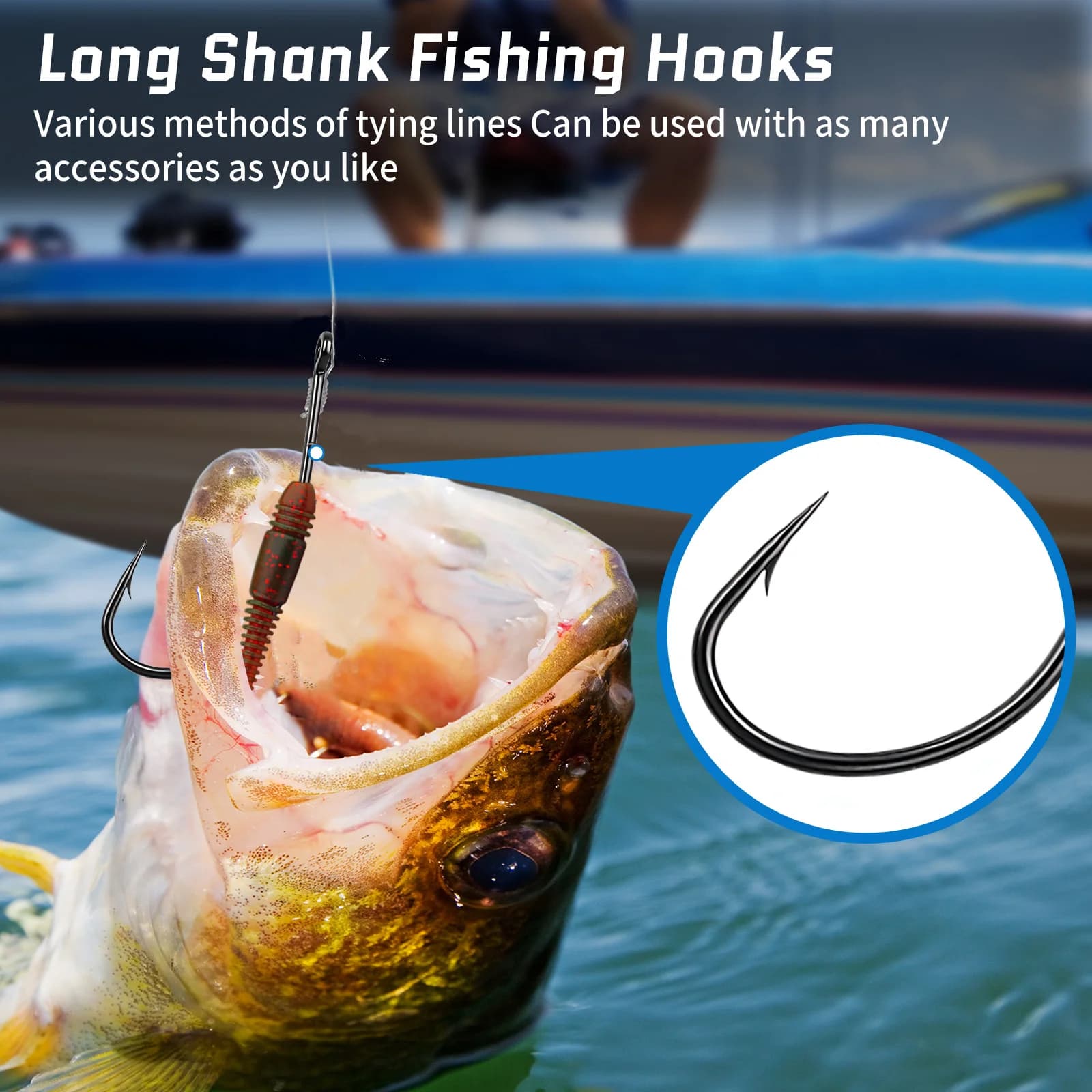 Long shank ormekroge til fiskeri, 25 stk