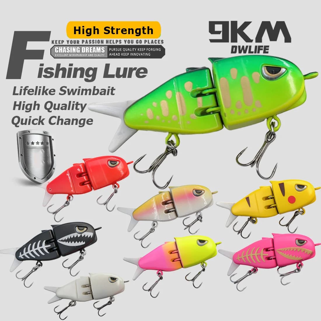 Mini VIB Swimbait Langsomt Synkende Agn med 3D Øjne