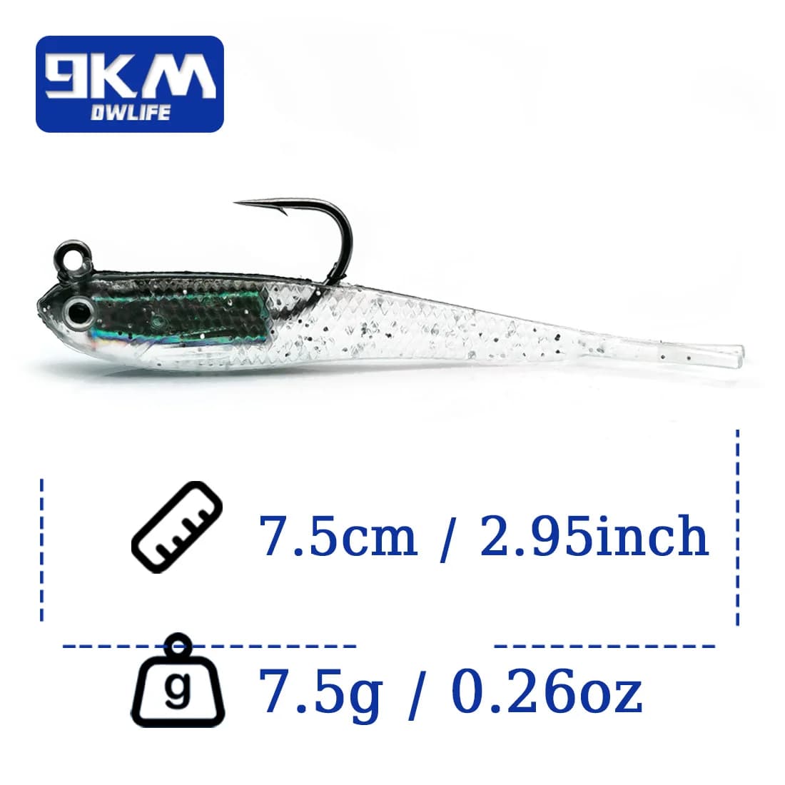 Soft Swimbait Agn med Jig Head, 5 stk