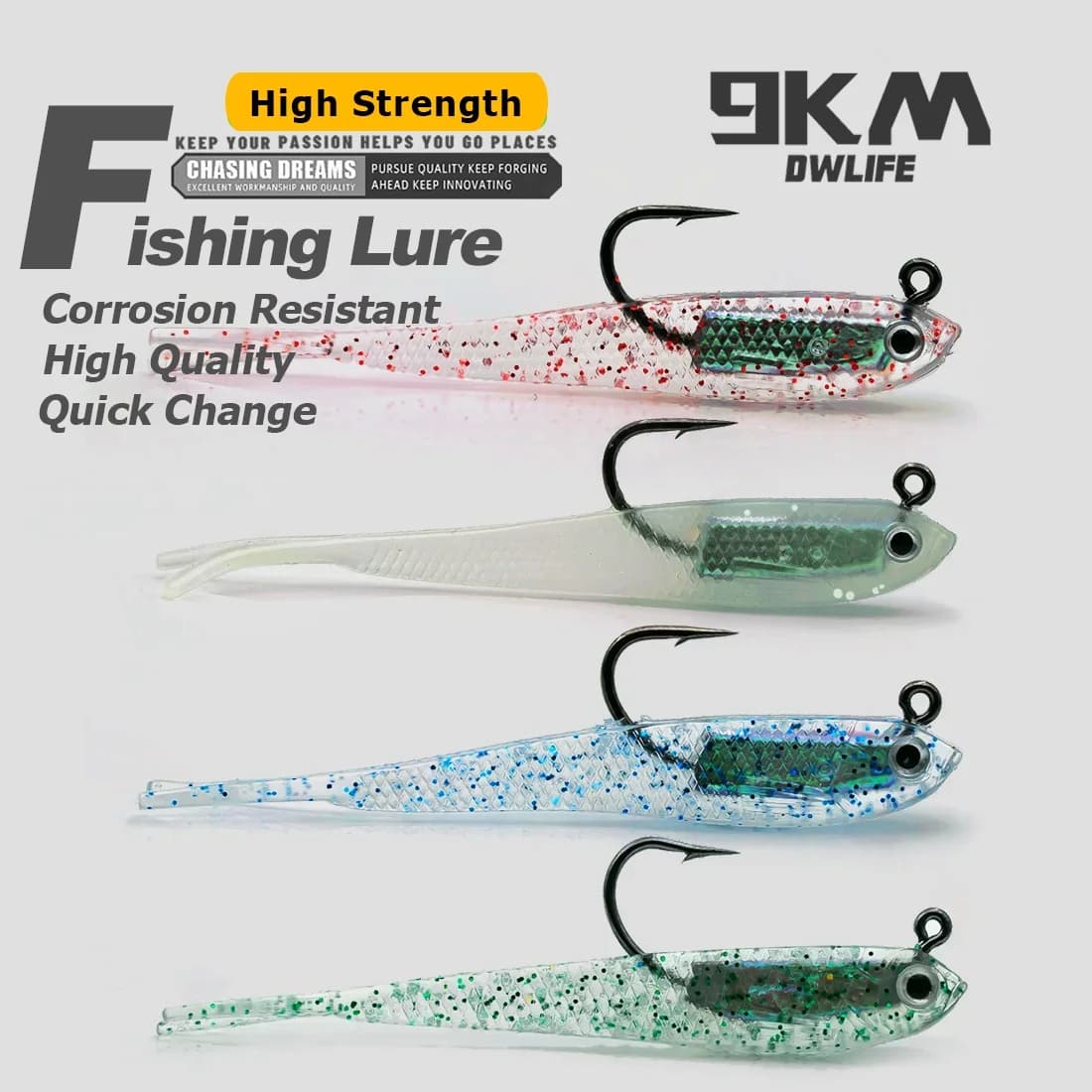 Soft Swimbait Agn med Jig Head, 5 stk