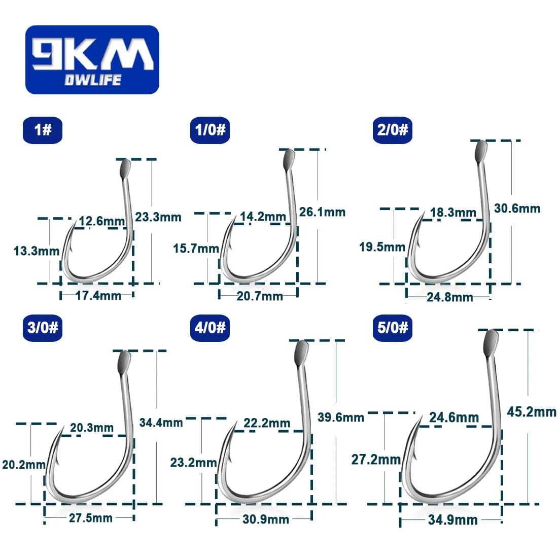 Øjeløse brede cirkelkroge til levende agn (blæksprutte-stil), 25-100 stk