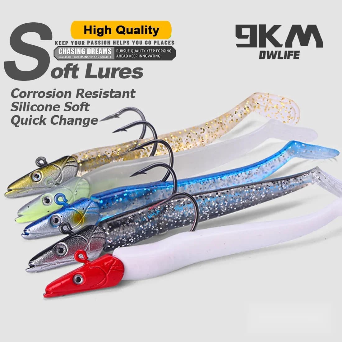 Blød Agn Swimbait med Jighoved og Krog, 1-5 stk., 12,5cm